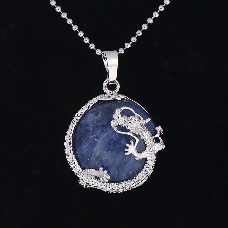 Wear FengShui Chinese Dragon Natural Quartz Crystal Healing Energy Necklace Pendant