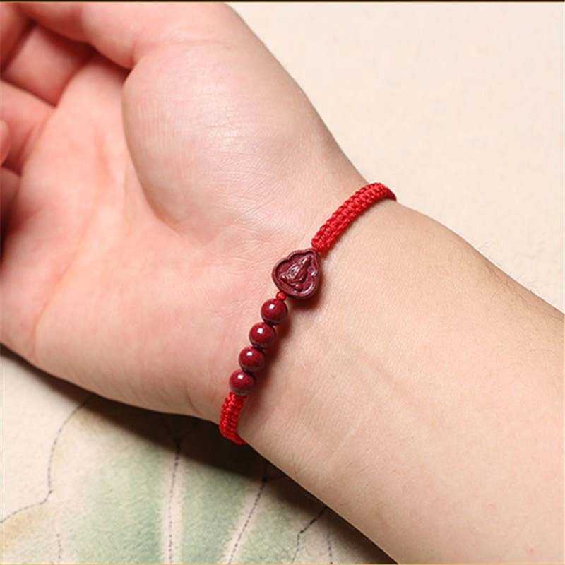 Wear FengShui Laughing Buddha Avalokitesvara Cinnabar Blessing String Bracelet
