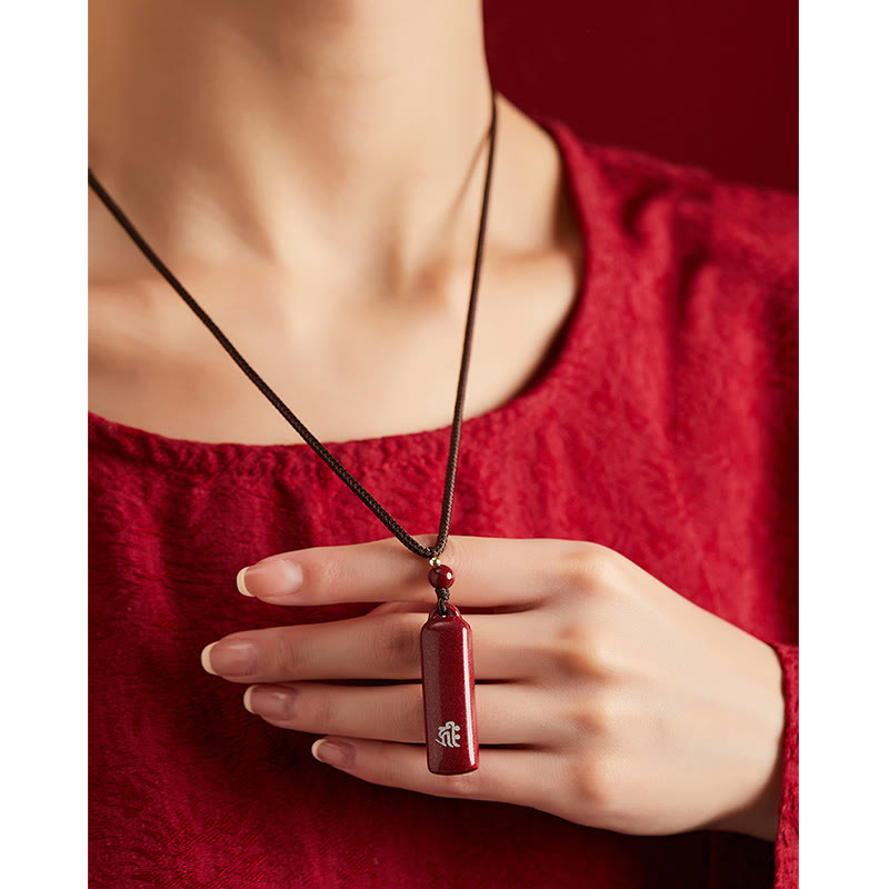 Wear FengShui Chinese Zodiac Natal Buddha Cinnabar Amulet Protection String Necklace Pendant