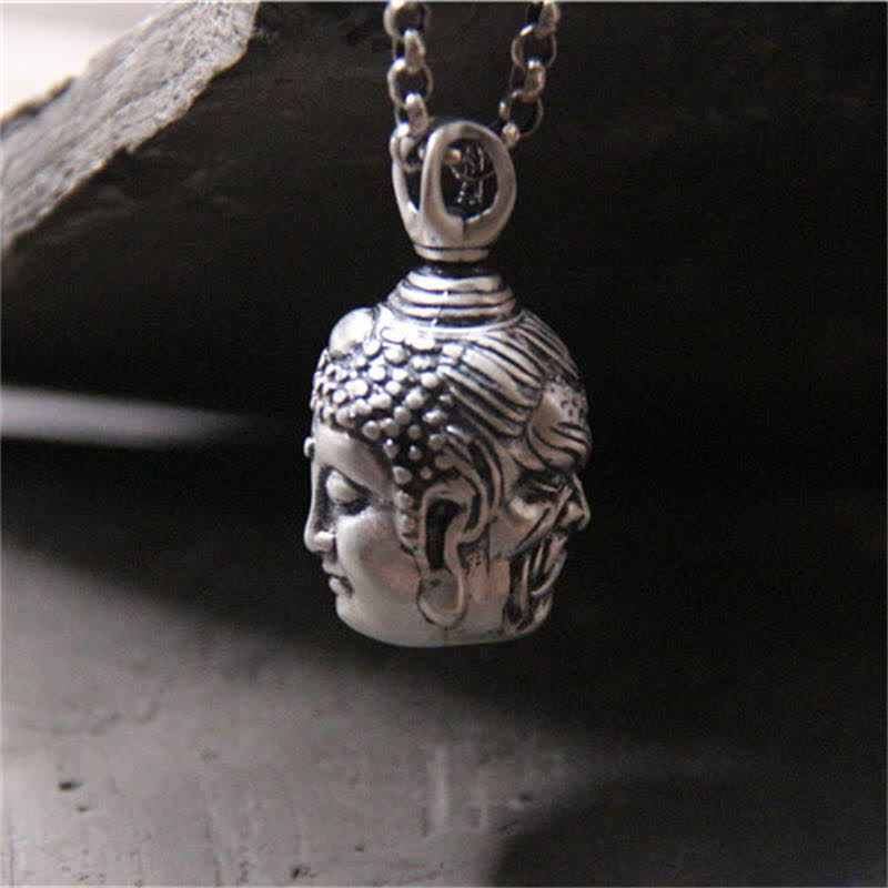 Wear FengShui 999 Sterling Silver Buddha Demon Serenity Necklace Pendant