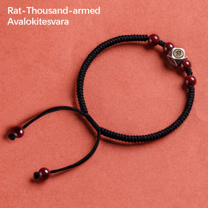 Wear FengShui 925 Sterling Silver Chinese Zodiac Natal Buddha Cinnabar Calm Bracelet