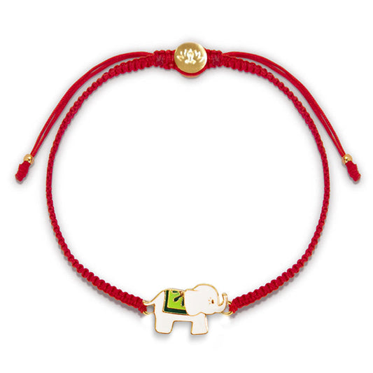 Wear FengShui Tibetan Handmade 925 Sterling Silver Lucky Elephant Red String Bracelet