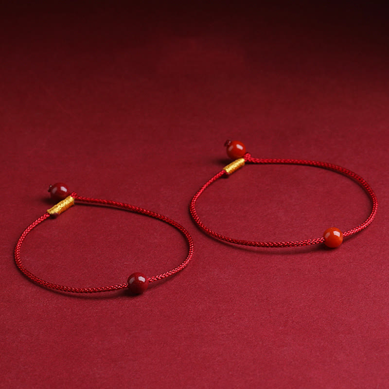 Wear FengShui Natural Cinnabar Red Agate Blessing Red String Bracelet