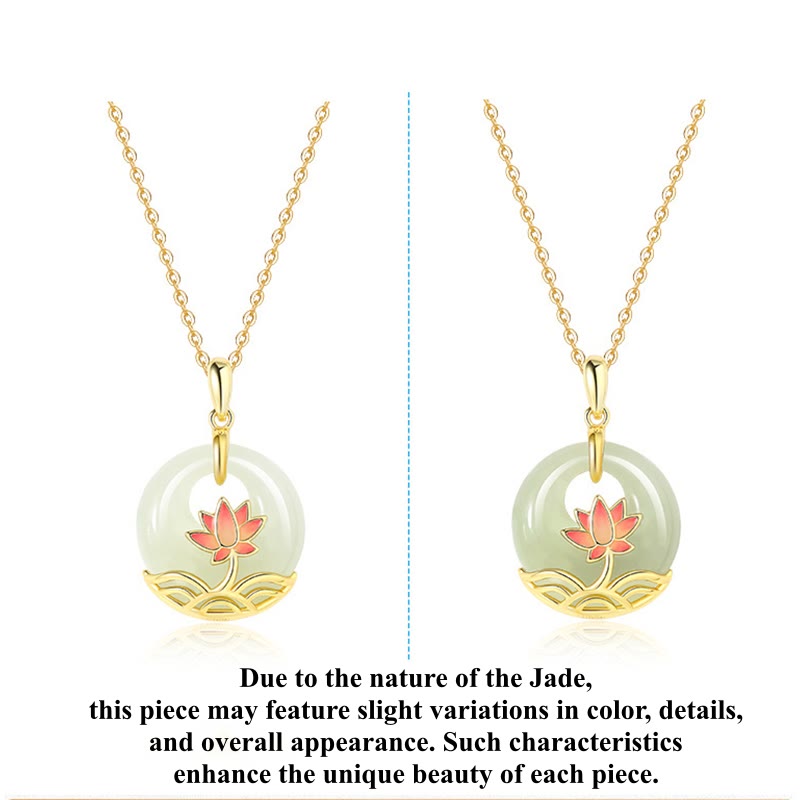 Wear FengShui 925 Sterling Silver Hetian White Jade Lotus Flower Blessing Necklace Pendant