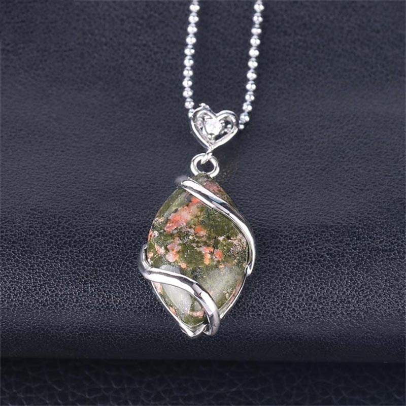 Wear FengShui Marquise Pattern Natural Crystal Stone Charm Necklace Pendant