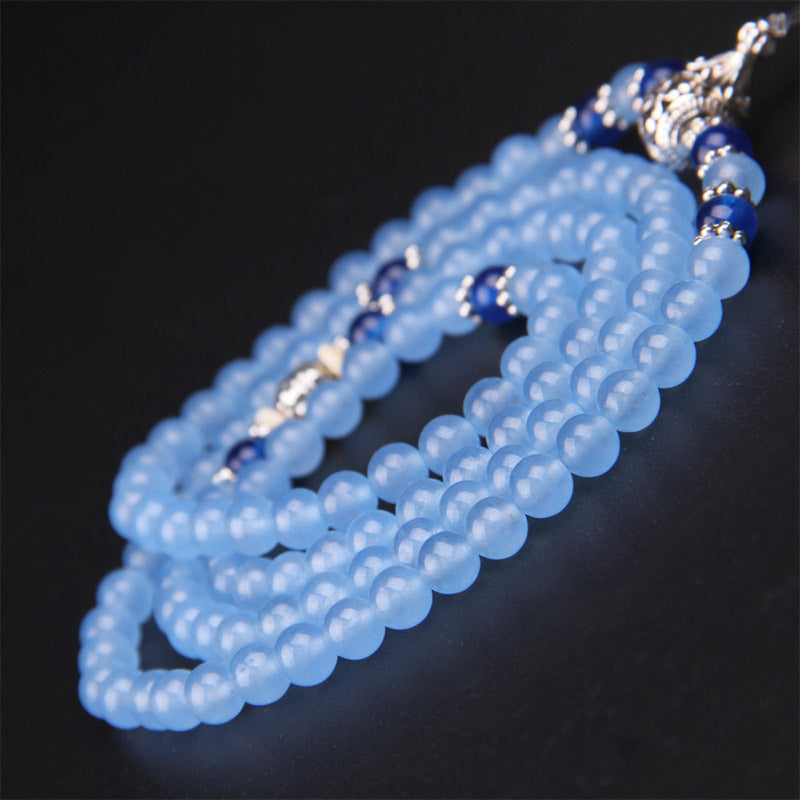 Wear FengShui 108 Beads Blue Crystal Healing Bracelet Mala
