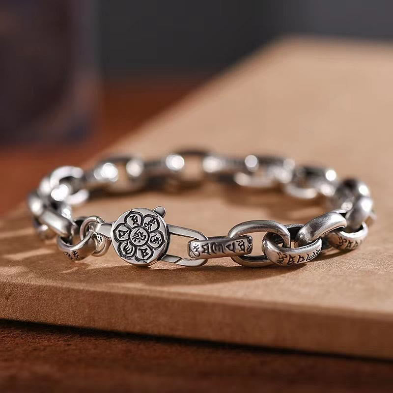 Wear FengShui Om Mani Padme Hum Double Dorje Copper Engraved Wisdom Bracelet