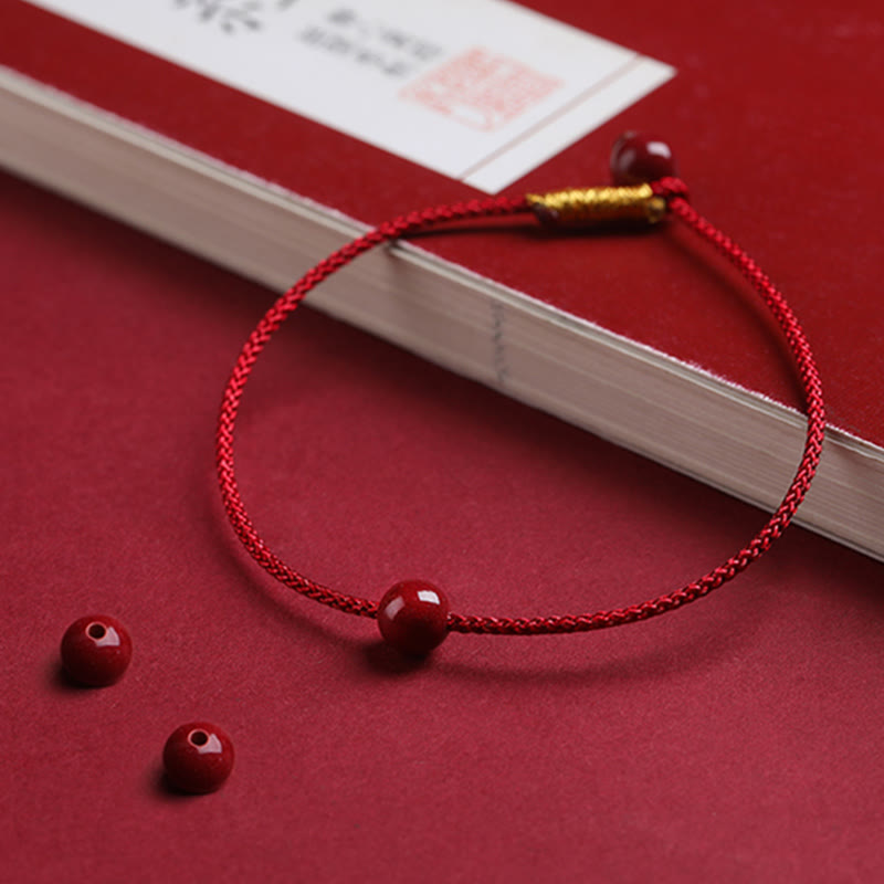 Wear FengShui Natural Cinnabar Red Agate Blessing Red String Bracelet
