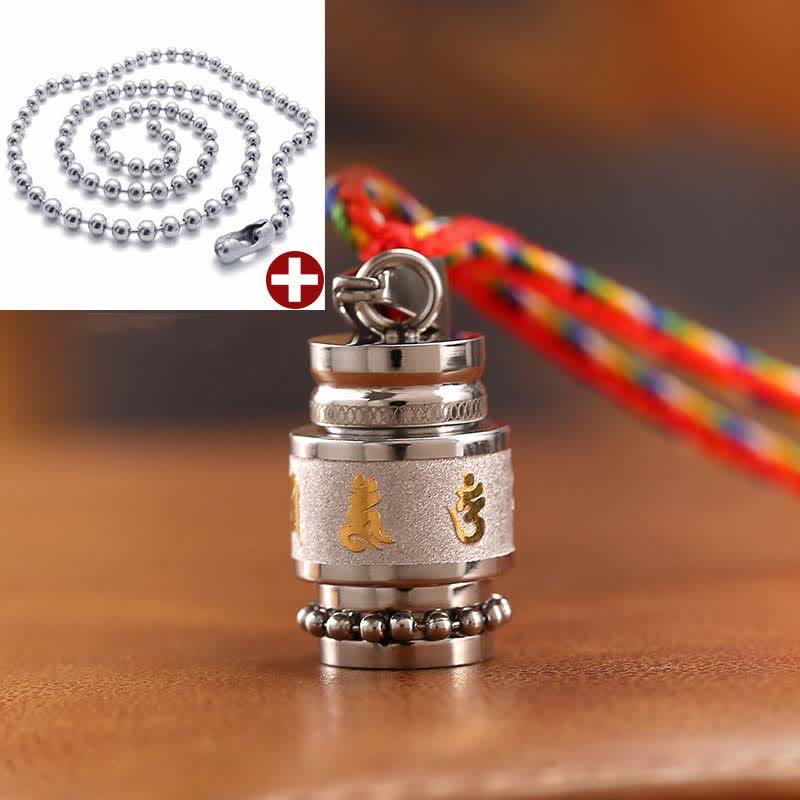 Wear FengShui Tibet Om Mani Padme Hum Shurangama Mantra Titanium Steel Wisdom Amulet Necklace Pendant