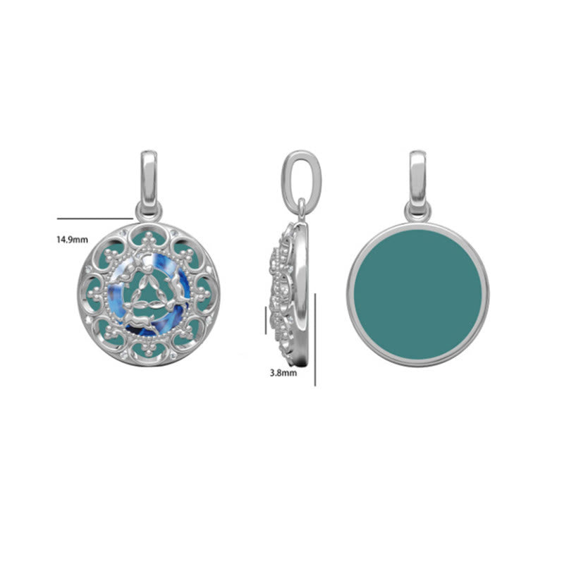 Wear FengShui 925 Sterling Silver Round Turquoise Three Rabbits Balance Necklace Pendant