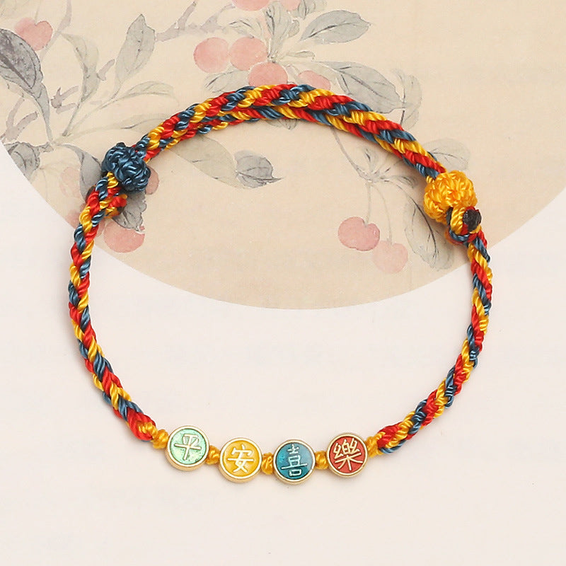 Wear FengShui Handmade Dunhuang Color Thread Peace And Joy Protection Braid String Bracelet
