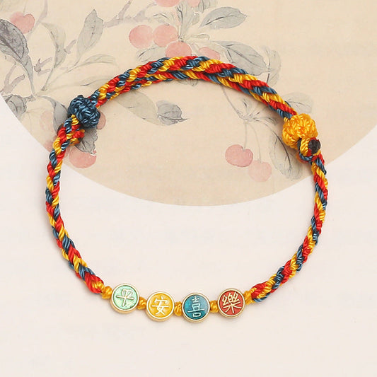 Wear FengShui Handmade Dunhuang Color Thread Peace And Joy Protection Braid String Bracelet