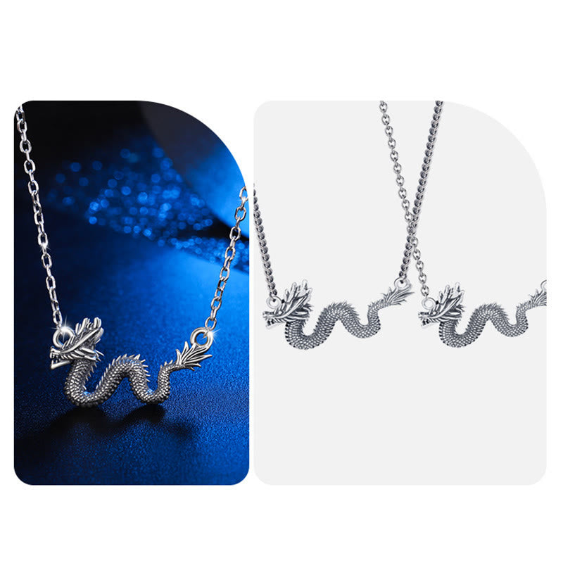 Wear FengShui 925 Sterling Silver Year Of The Dragon Auspicious Dragon Protection Chain Necklace Pendant