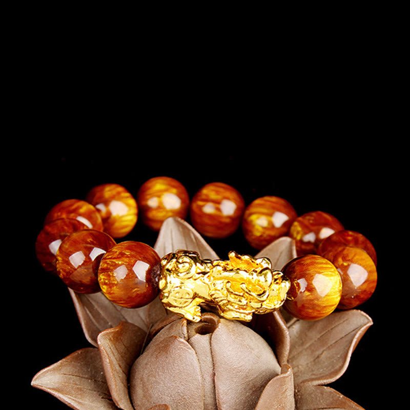 Wear FengShui Lucky Golden Tiger Eye Abundant Pixiu Bracelet