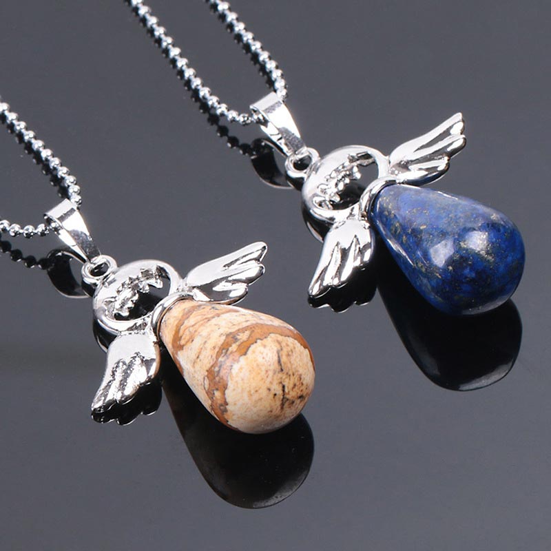 Wear FengShui Little Angel Wings Natural Crystal Luck Necklace Pendant