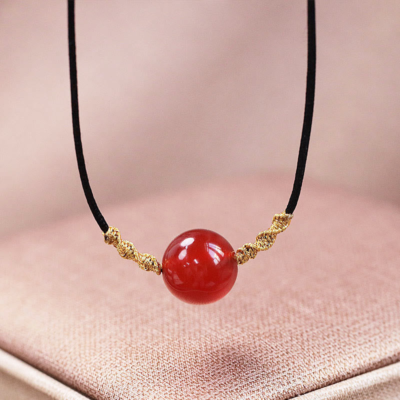Wear FengShui Natural Red Agate Chalcedony Self-acceptance Confidence String Bead Bracelet Necklace Pendant