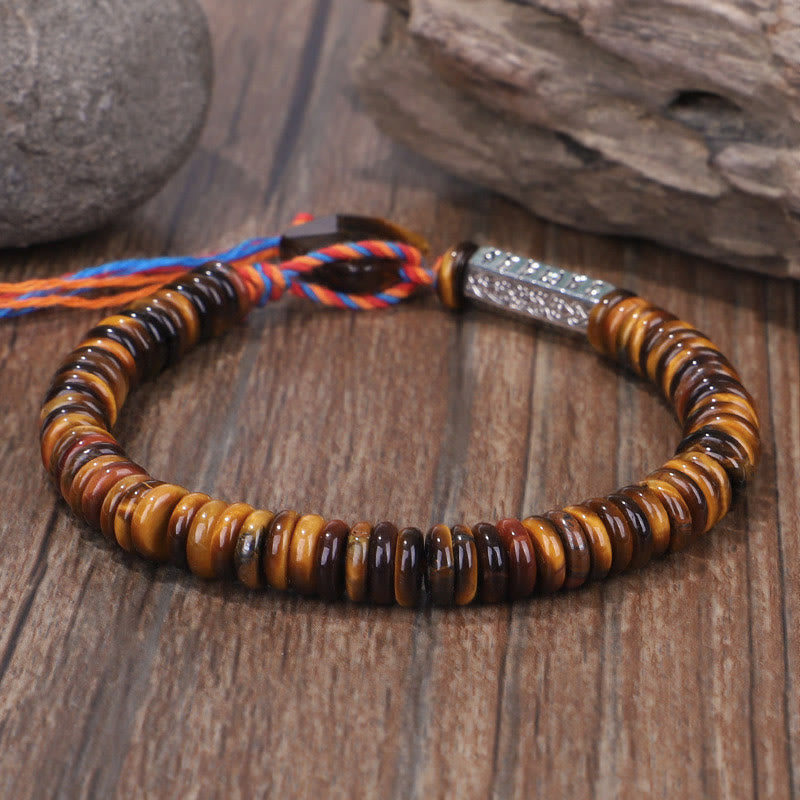 Wear FengShui Tibetan Tiger Eye Om Mani Padme Hum Protection Power Bracelet