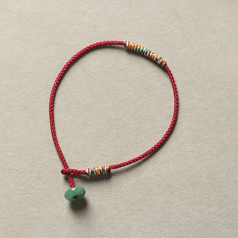 Wear FengShui Tibetan Handmade Green Aventurine Luck Protection Braided Rope Bracelet