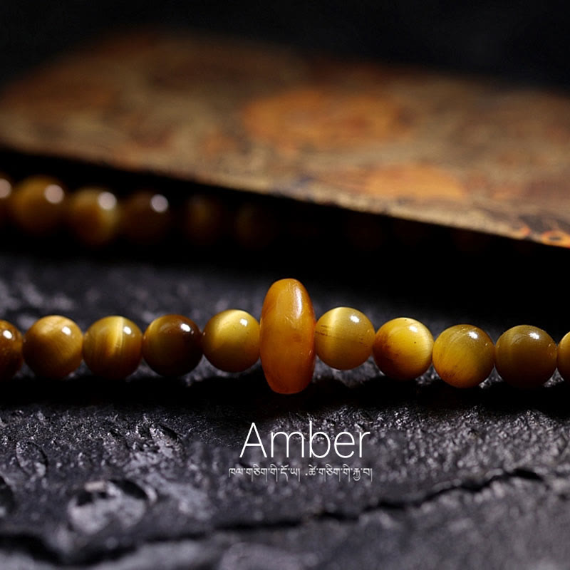 Wear FengShui 108 Mala Beads Natural Tiger Eye Copper Dorje Protection Tassel Bracelet