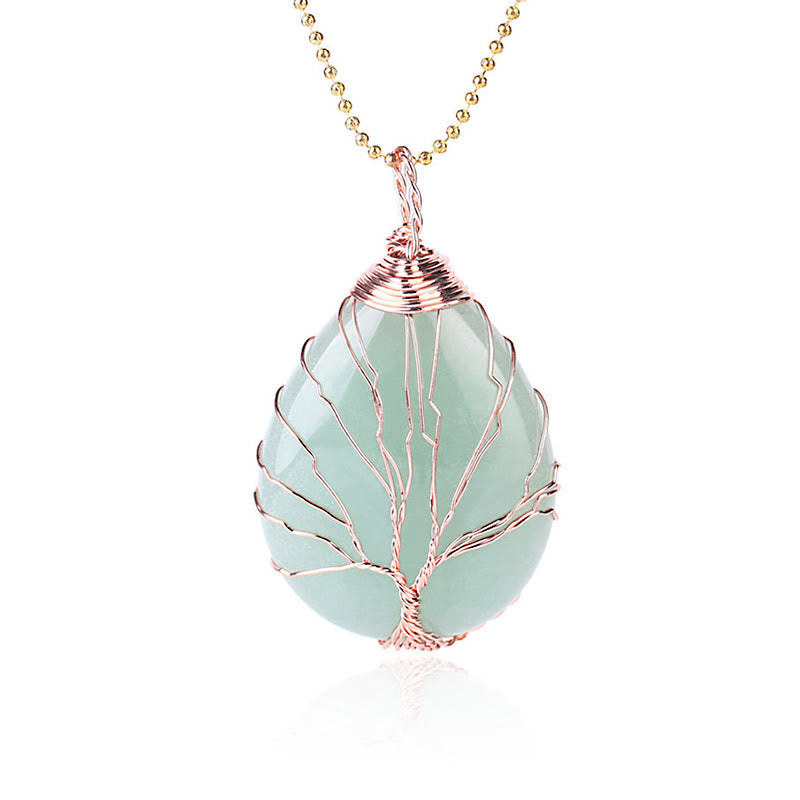 Wear FengShui Natural Quartz Crystal Tree Of Life Healing Energy Necklace Pendant