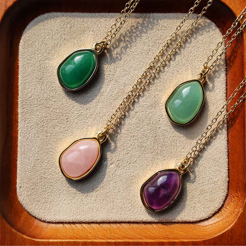 Wear FengShui Natural Green Aventurine Amethyst Rose Quartz Blessing Necklace Pendant