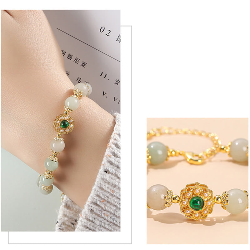 Wear FengShui Natural Jade Prosperity Bead Chain Bracelet