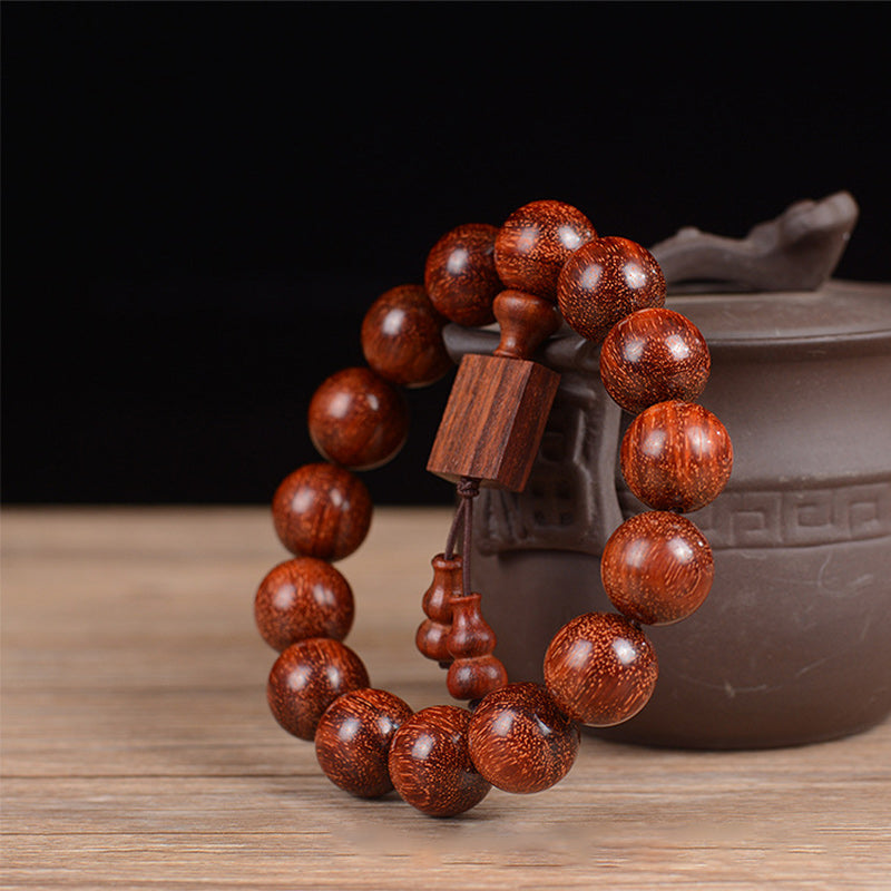 Wear FengShui Tibetan Small Leaf Red Sandalwood Relaxation Bracelet