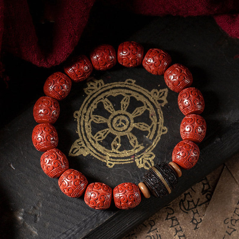 Wear FengShui Natural Cinnabar Ebony Calm Blessing Bracelet