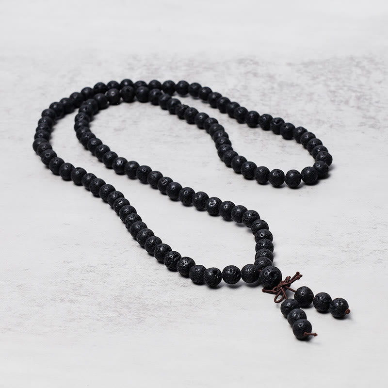 Wear FengShui 108 Natural Lava Rock Beads Prayer Mala Bracelet Necklace