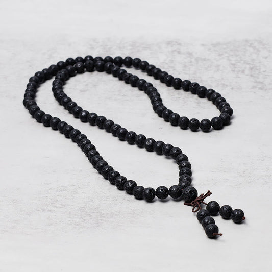 Wear FengShui 108 Natural Lava Rock Beads Prayer Mala Bracelet Necklace