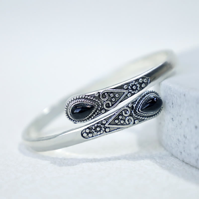 Wear FengShui Zircon Water Drop Pattern Healing Cuff Bracelet Bangle