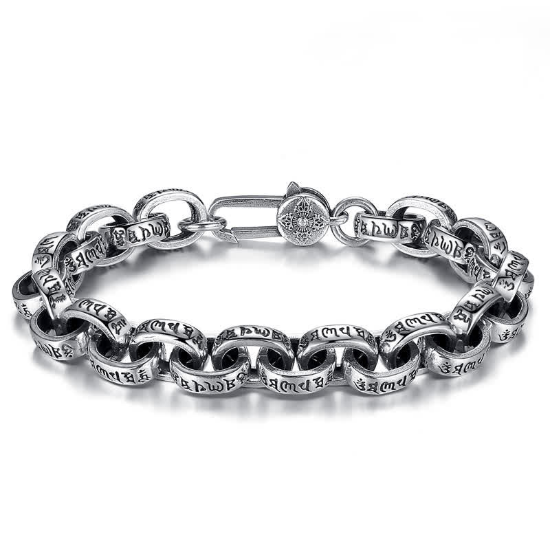 Wear FengShui 925 Sterling Silver Om Mani Padme Hum Engraved Peace Bracelet Bangle