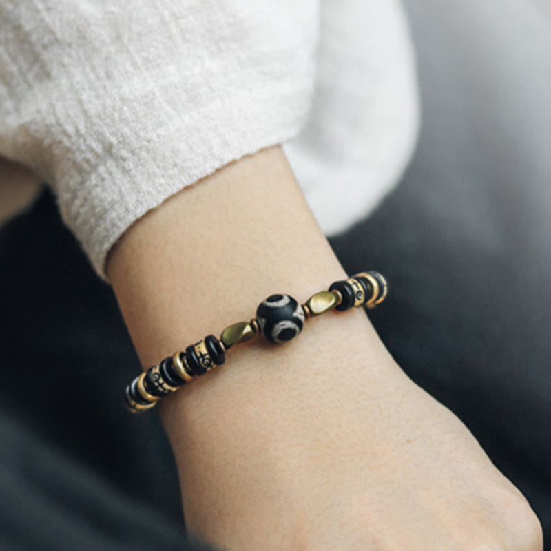 Wear FengShui Tibetan Bone Beads Ebony Wood Strength Bracelet