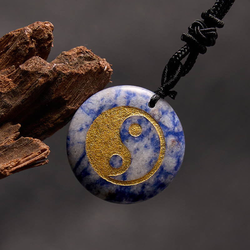 Wear FengShui Various Crystal Amethyst Tiger Eye Green Aventurine Yin Yang Spiritual Necklace Pendant