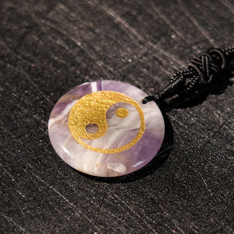 Wear FengShui Various Crystal Amethyst Tiger Eye Green Aventurine Yin Yang Spiritual Necklace Pendant