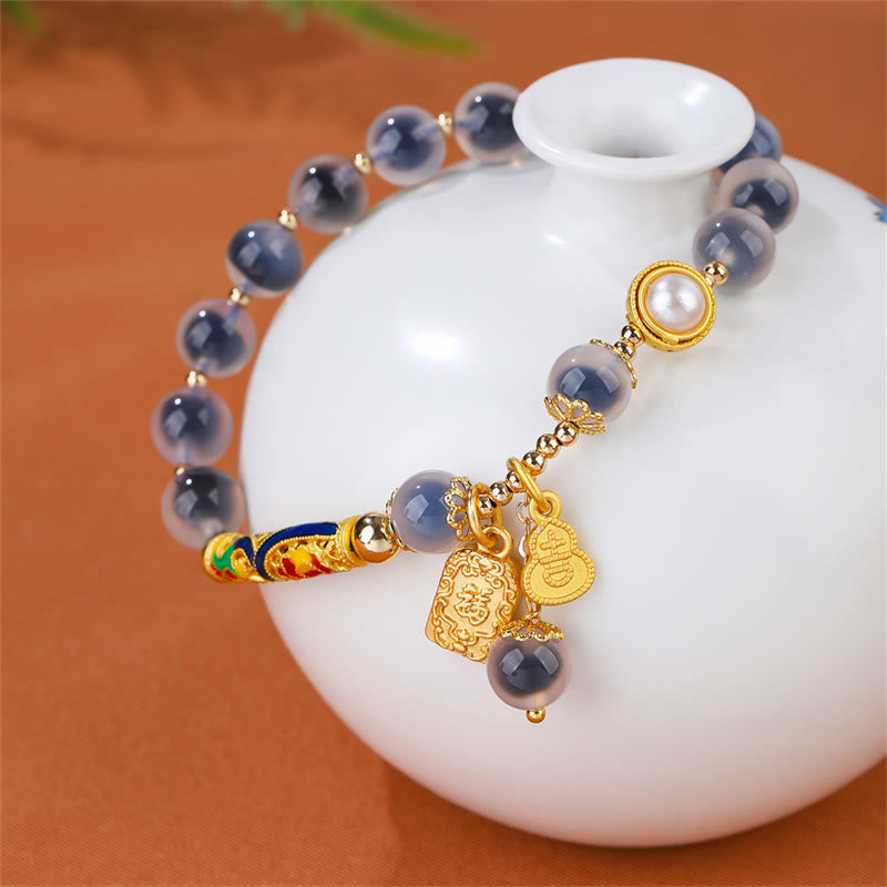 Wear FengShui Natural Blue Candy Agate Amulet Strength Bracelet