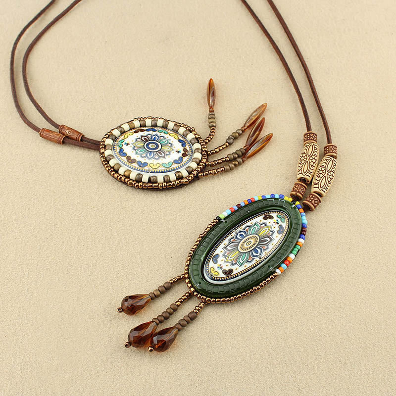 Wear FengShui Mandala Pattern Beads Creativity Necklace Pendant