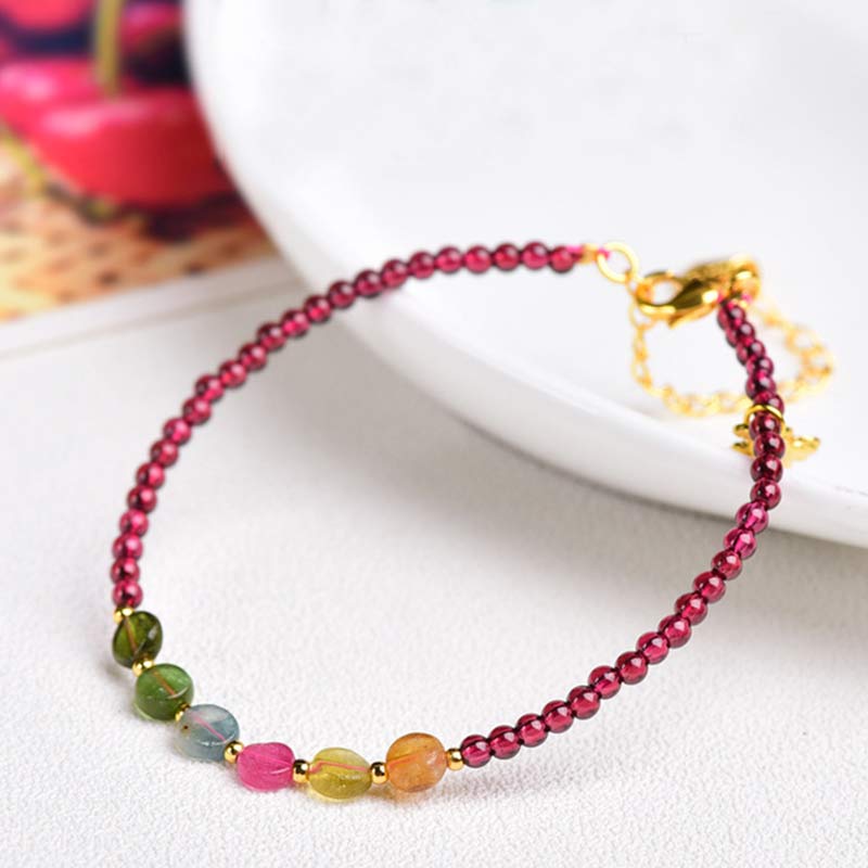 Wear FengShui Garnet Tourmaline Butterfly Protection Bracelet Anklet