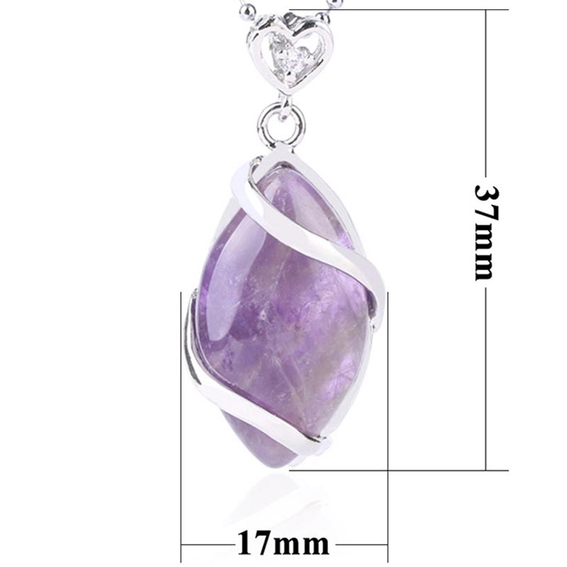 Wear FengShui Marquise Pattern Natural Crystal Stone Charm Necklace Pendant