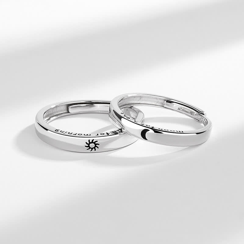 Wear FengShui 925 Sterling Silver Sun Moon Protection Adjustable Couple Ring