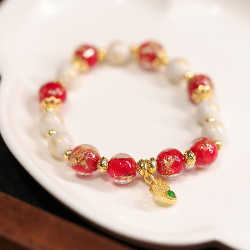 Wear FengShui Gourd God Of Wealth Charm Fortune Liuli Glass Bead Incense Ash Porcelain Bead Bracelet