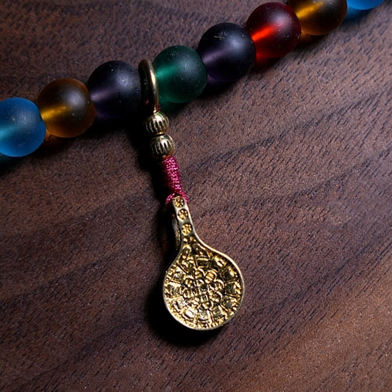 Wear FengShui Tibetan 108 Mala Beads Multicolored Liuli Glass Bead Chinese Zodiac Nine Palaces Eight Diagrams Charm Bracelet