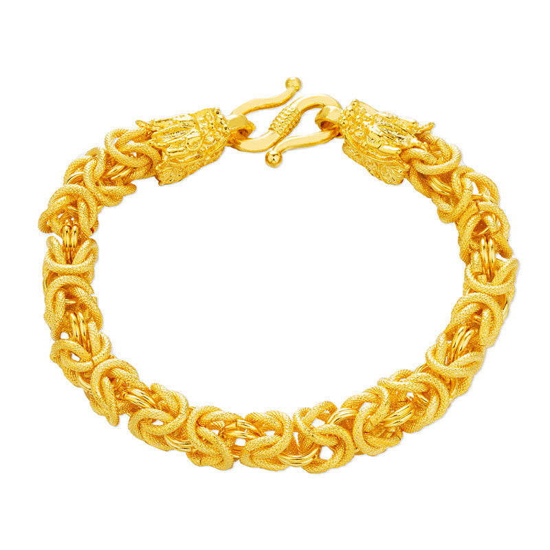 Wear FengShui 24k Gold Plated Double Headed Dragon Protection Bracelet