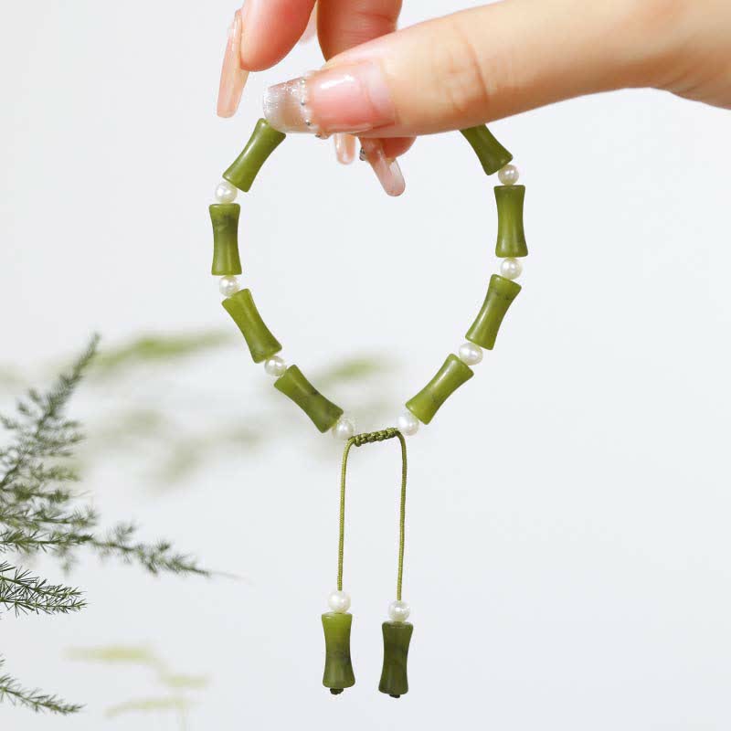 Wear FengShui Natural Peridot Bamboo Pattern Love Peace Bracelet