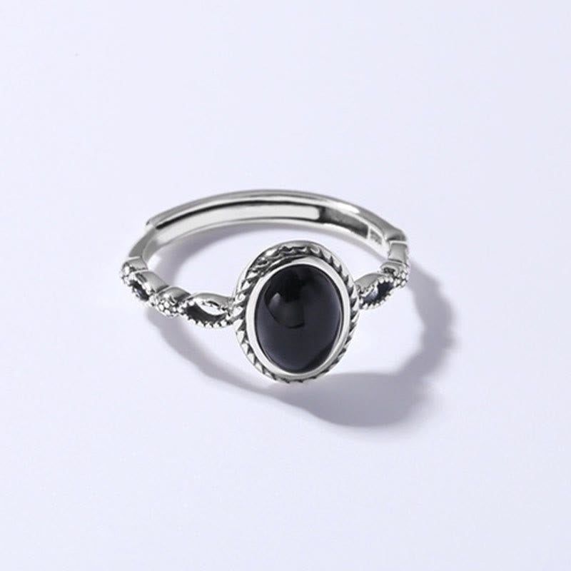 Wear FengShui 925 Sterling Silver Black Onyx Fortune Ring