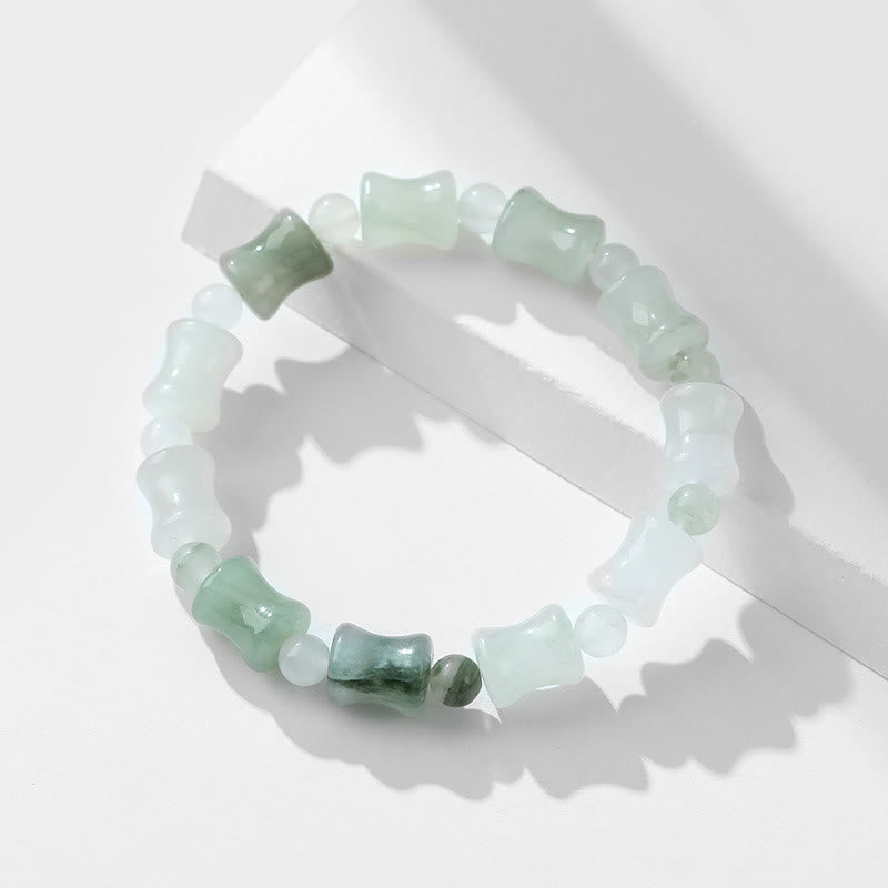 Wear FengShui Jade Coconut Shell Bamboo Pattern Abundance Luck Bracelet