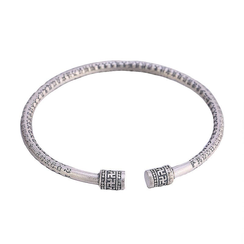 Wear FengShui Tibetan Heart Sutra White Copper Luck Bracelet