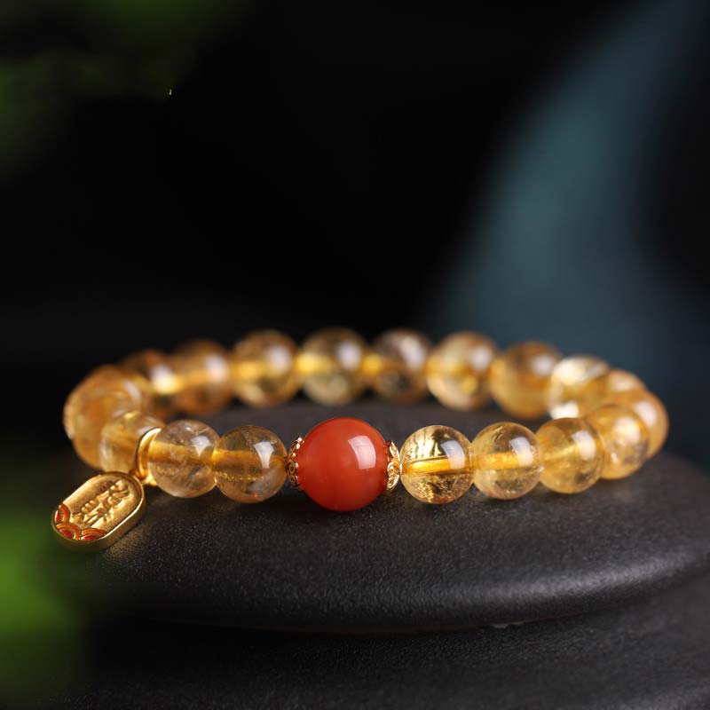 Wear FengShui Citrine Red Agate Fortune Charm Bracelet