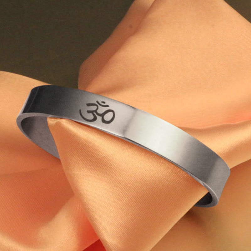 Wear FengShui Tibetan OM Symbol Mindfulness Cuff Bracelet Bangle