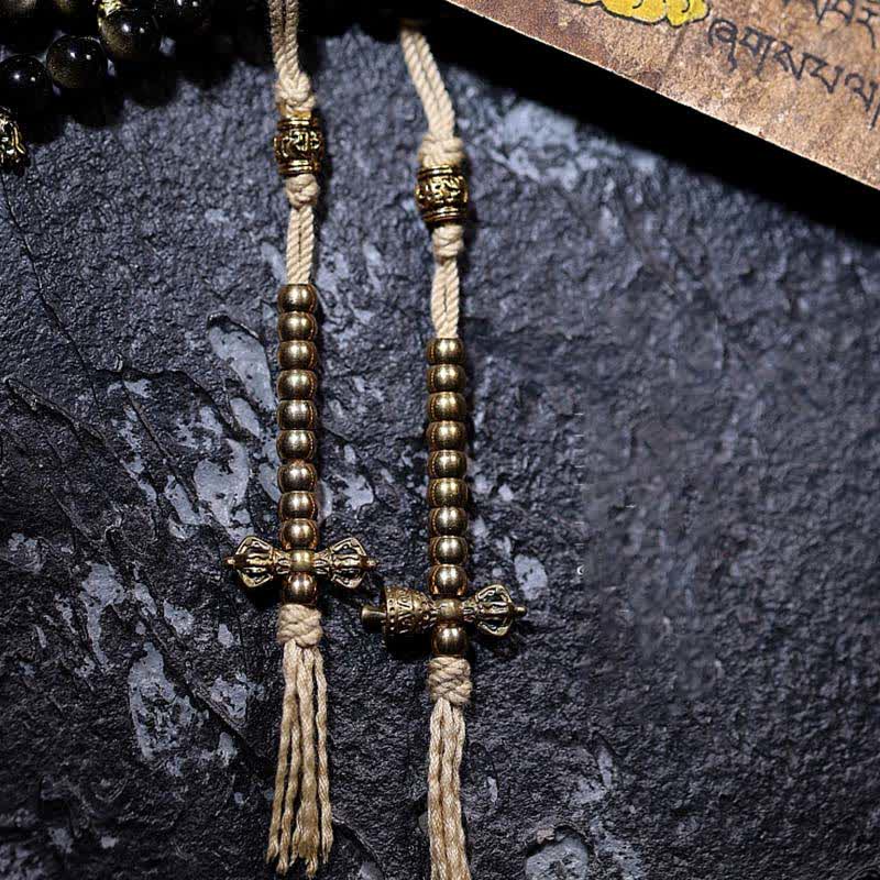 Wear FengShui 108 Mala Beads Gold Sheen Obsidian Tiger Eye Eagle's Eye Stone Wealth Bracelet